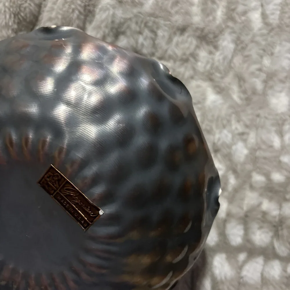 Vintage Gregorian Hammered Copper Bowl Scalloped Edge Made in USA 9